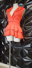 Load image into Gallery viewer, VENUS ORANGE HIGH LOW RUFFLED TOP       SZ 1X-2X
