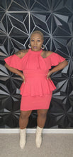 Load image into Gallery viewer, FIND ME PEACH OFF SHOULDER DRESS      SZ 1XL (BEST fit 12-14)
