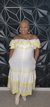 Load image into Gallery viewer, LISA HERNANDEZ OFF SHOULDER RUFFLED DRESS       SZ LRG-XLRG
