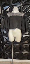 Load image into Gallery viewer, NETTED BAT ARM CROP TOP         SZ UNTAGGED, SZ SM-LRG
