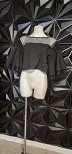 Load image into Gallery viewer, NETTED BAT ARM CROP TOP         SZ UNTAGGED, SZ SM-LRG
