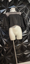 Load image into Gallery viewer, NETTED BAT ARM CROP TOP         SZ UNTAGGED, SZ SM-LRG
