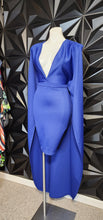 Load image into Gallery viewer, BLUE CAPE DRESS      SZ 3X, BEST FITTING SZ 16
