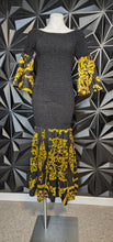 Load image into Gallery viewer, Ankara mermaid scrunch dress       one size (best fitting sz sm-lrg)
