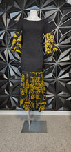 Load image into Gallery viewer, Ankara mermaid scrunch dress       one size (best fitting sz sm-lrg)

