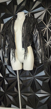 Load image into Gallery viewer, Azaela Wang fringe jacket        sz med( best fit sz small)
