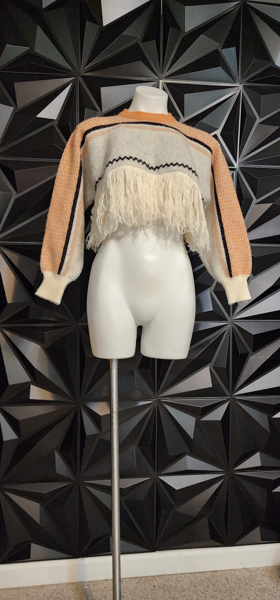Cider fringe crop sweater      sz sm-lrg