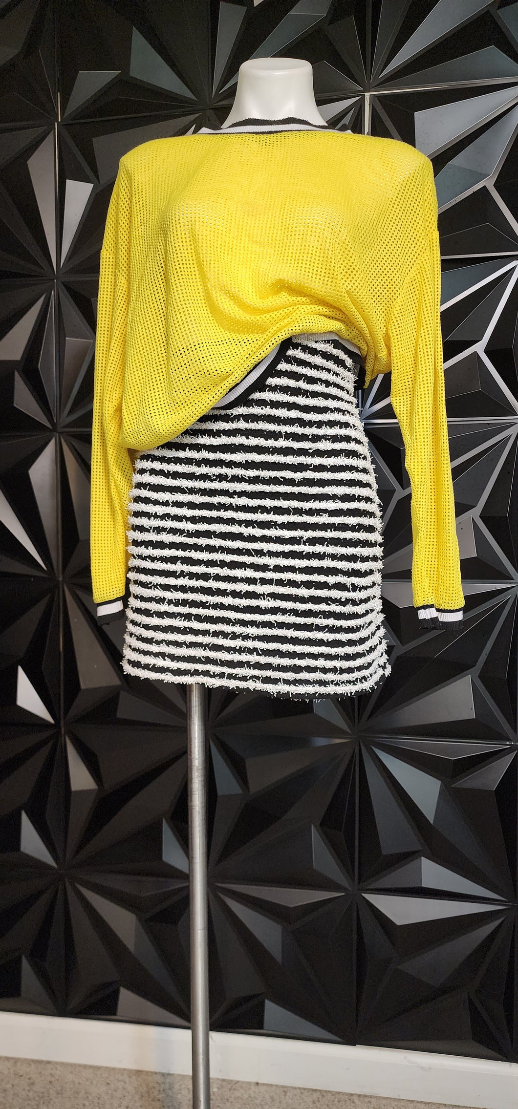 Stripe skirt and netted top       sz lrg/xlrg