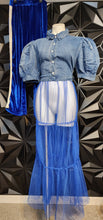 Load image into Gallery viewer, X PLus wear denim and tulle puffer top        sz 2xl
