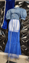 Load image into Gallery viewer, X PLus wear denim and tulle puffer top        sz 2xl
