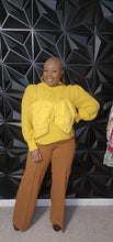 Load image into Gallery viewer, Brown pant/yellow sweater/bow top 3 piece set  sz lrg/xlrg
