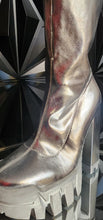 Load image into Gallery viewer, Azaela Wang silver chunky platform heels         sz 8.5
