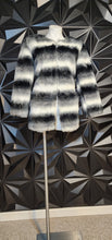 Load image into Gallery viewer, Black and white stripe fur coat          sz untagged, best fit sz small/med
