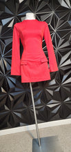Load image into Gallery viewer, Red fit flare dress          sz lrg, best fitting sz medium
