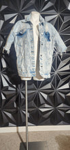 Load image into Gallery viewer, Denim short sleeve distress jacket           sz med/lrg (up to sz 12)
