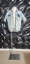 Load image into Gallery viewer, Denim short sleeve distress jacket           sz med/lrg (up to sz 12)
