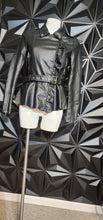 Load image into Gallery viewer, Forget me not Fashion leather flare jacket            sz small
