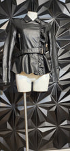 Load image into Gallery viewer, Forget me not Fashion leather flare jacket            sz small
