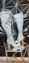 Load image into Gallery viewer, Brand New Denim lace up heels           sz 8

