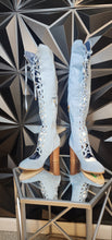 Load image into Gallery viewer, Brand New Denim lace up heels           sz 8
