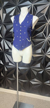 Load image into Gallery viewer, Blondies navy vintage vest             sz sm-med
