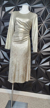 Load image into Gallery viewer, I.N.C gold metallic dress            sz 10-14
