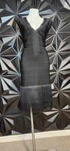 Load image into Gallery viewer, Venus black fringe bandage dress       sz 14
