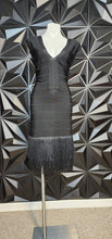 Load image into Gallery viewer, Venus black fringe bandage dress       sz 14
