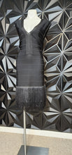Load image into Gallery viewer, Venus black fringe bandage dress       sz 14
