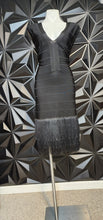Load image into Gallery viewer, Venus black fringe bandage dress       sz 14
