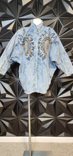 Load image into Gallery viewer, Tia Woo  vintage denim jacket            sz med-large
