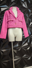 Load image into Gallery viewer, Hyfve pink crop blazer           sz medium
