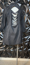 Load image into Gallery viewer, Thrill black long distress jacket           sz  2x
