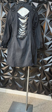 Load image into Gallery viewer, Thrill black long distress jacket           sz  2x
