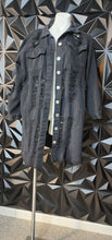 Load image into Gallery viewer, Thrill black long distress jacket           sz  2x
