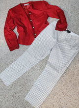 Load image into Gallery viewer, Box print pant/ red blazer Set 2  sz 10
