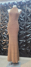 Load image into Gallery viewer, Akira Gold long bodycon dress            sz med (6-8)
