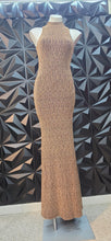 Load image into Gallery viewer, Akira Gold long bodycon dress            sz med (6-8)
