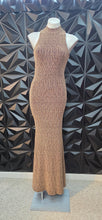 Load image into Gallery viewer, Akira Gold long bodycon dress            sz med (6-8)
