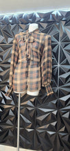 Load image into Gallery viewer, City Chic sheer printed tie neck blouse      sz medium -xlrg
