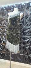 Load image into Gallery viewer, Sequin and fringe 1 arm dress               sz 4xl (18-20)
