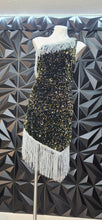 Load image into Gallery viewer, Sequin and fringe 1 arm dress               sz 4xl (18-20)
