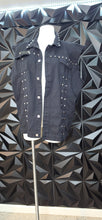 Load image into Gallery viewer, Black denim spiked vest               sz xl-2x fit

