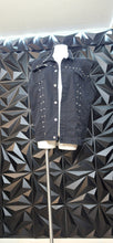 Load image into Gallery viewer, Black denim spiked vest               sz xl-2x fit
