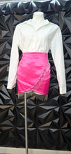 Load image into Gallery viewer, Shein pink rhinestone fringe skirt           sz lrg 10
