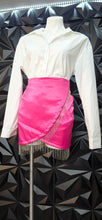 Load image into Gallery viewer, Shein pink rhinestone fringe skirt           sz lrg 10
