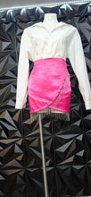 Load image into Gallery viewer, Shein pink rhinestone fringe skirt           sz lrg 10
