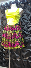 Load image into Gallery viewer, Floral embroidered flare skirt/corset top 2 piece set          sz small, 6
