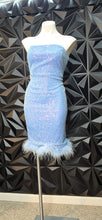 Load image into Gallery viewer, Fashion Nova blue iridescent sequin dress           sz medium (6/8)
