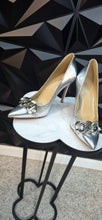 Load image into Gallery viewer, Michael Kors silver heels            sz 6.5
